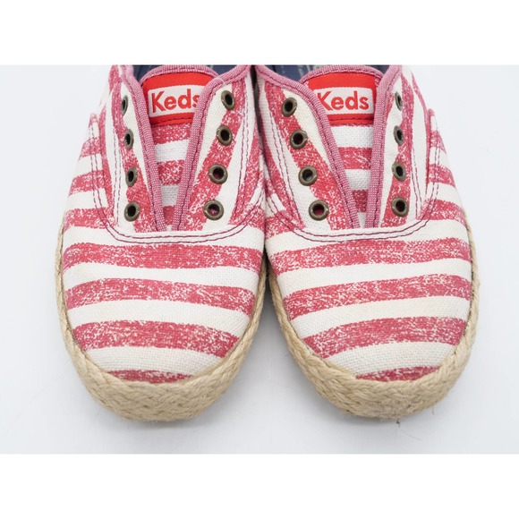 Keds Sneakers Womens 5.5 Red Striped Espadrille Slip On Low Top Casual Shoes - Picture 6 of 11